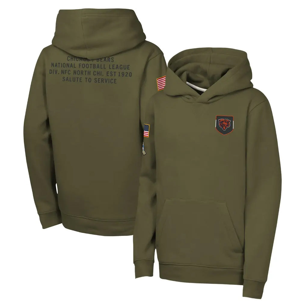 C.Bears ## Bears Blank Player Olive Salute to Service Pullover Hoodies Limited Game BALCE Stitched Jerseys