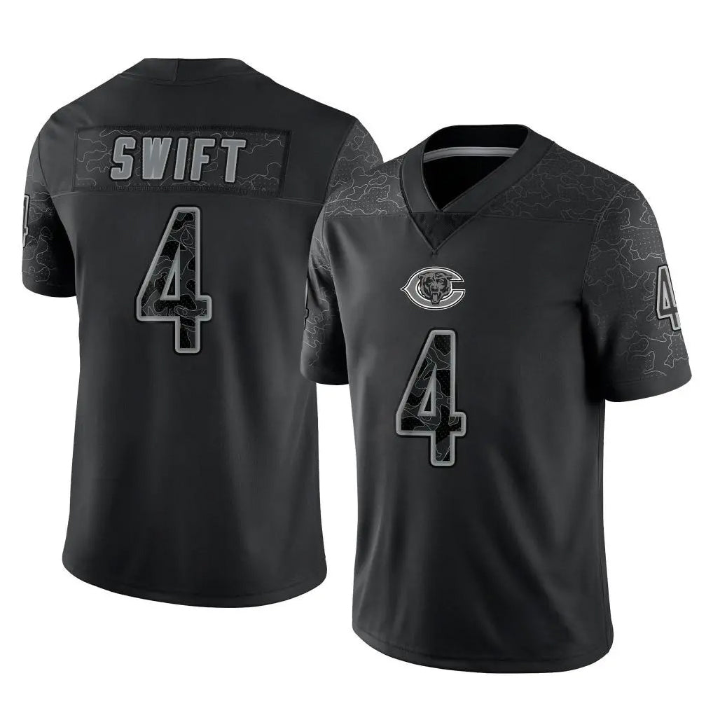 C.Bears #4 D'Andre Swift Player Black REFLECTIVE Limited Game BALCE Stitched Jerseys