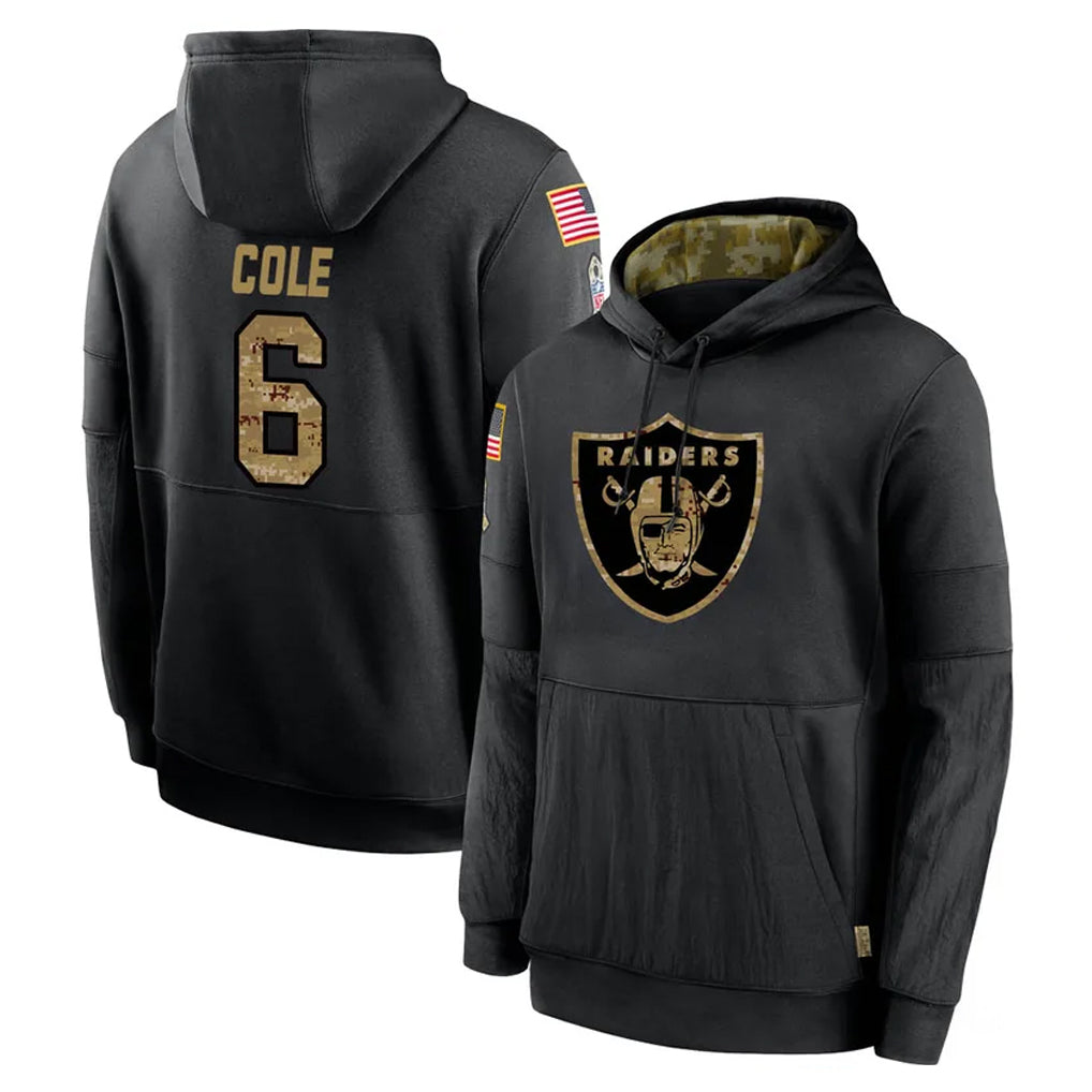 LV.Raiders #6 A.J. Cole Player Black Salute to Service Hoodies Limited Game BALCE Stitched Jerseys