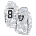 LV.Raiders #8 Kirk Cousins Player Arctic Camo Salute to Service Hoodies Limited Game BALCE Stitched Jerseys