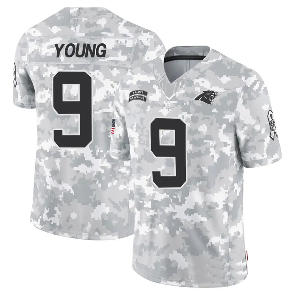 C.Panthers #9 Bryce Young Player Arctic Camo Salute to Service Limited BALCE Stitched Jerseys