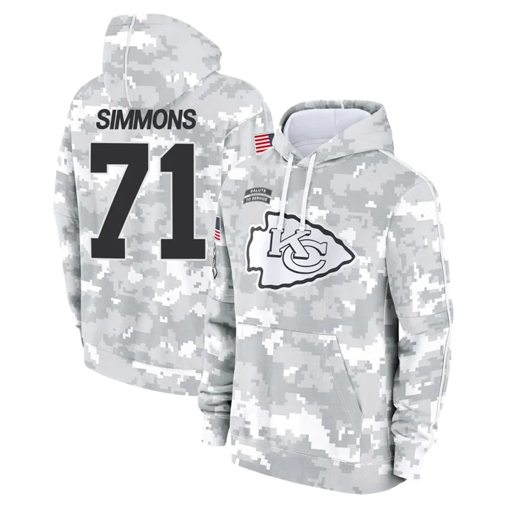 KC.Chiefs #71 Josh Simmons Player Arctic Camo Salute to Service Hoodies Limited Game BALCE Stitched Jerseys