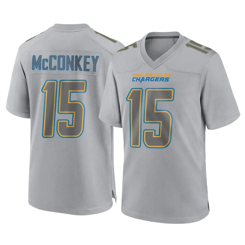 LA.Chargers #15 Ladd McConkey Player Gray Atmosphere Fashion Home Game BALCE Stitched Jerseys