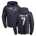 NE.Patriots #7 Carlton Davis III Player Navy LOGO Pullover Hoodies Home Game BALCE Stitched Jerseys