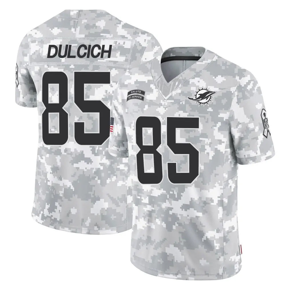 M.Dolphins #85 Greg Dulcich Player Arctic Camo Salute To Service Limited Game BALCE Stitched Jerseys