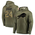 B.Bills #24 Cole Bishop Player Olive Salute to Service Hoodies Game BALCE Stitched Jerseys