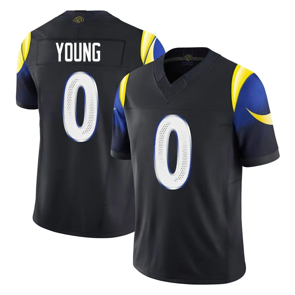 LA.Rams #0 Byron Young Player Black Midnight Rivalries Collection Limited Home Game BALCE Stitched Jerseys