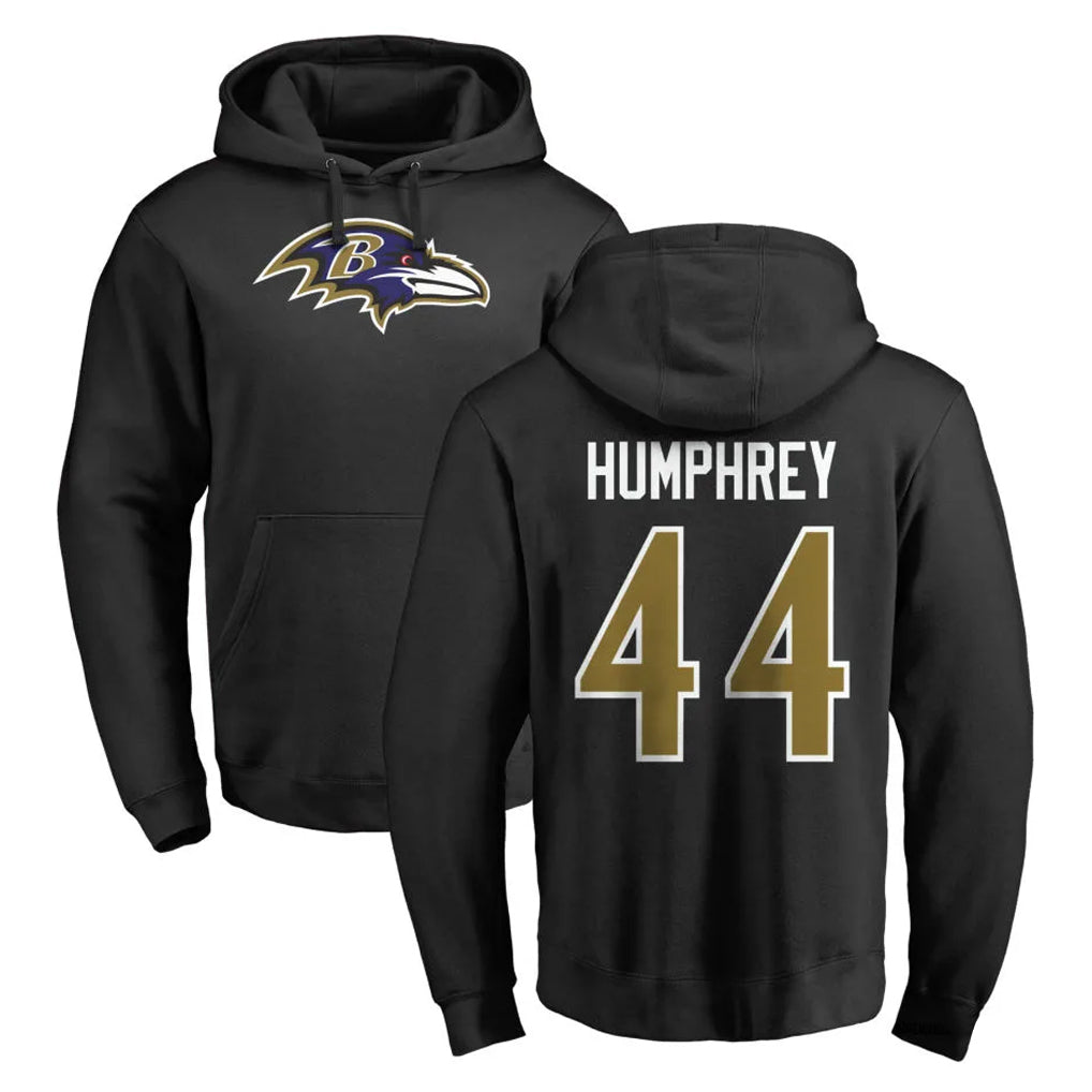 B.Ravens #44 Marlon Humphrey Player Black Pullover Hoodie BALCE Stitched Jerseys