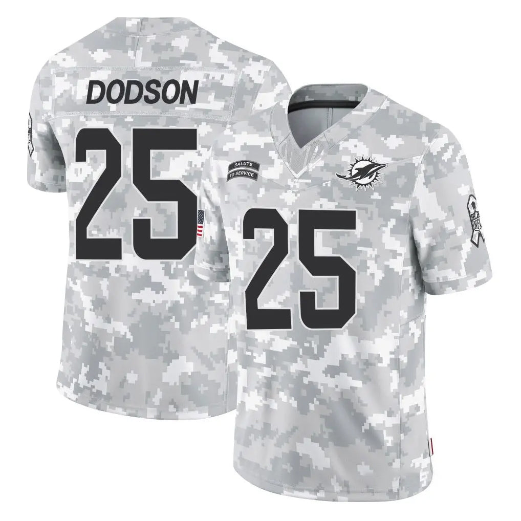 M.Dolphins #25 Tyrel Dodson Player Arctic Camo Salute To Service Limited Game BALCE Stitched Jerseys