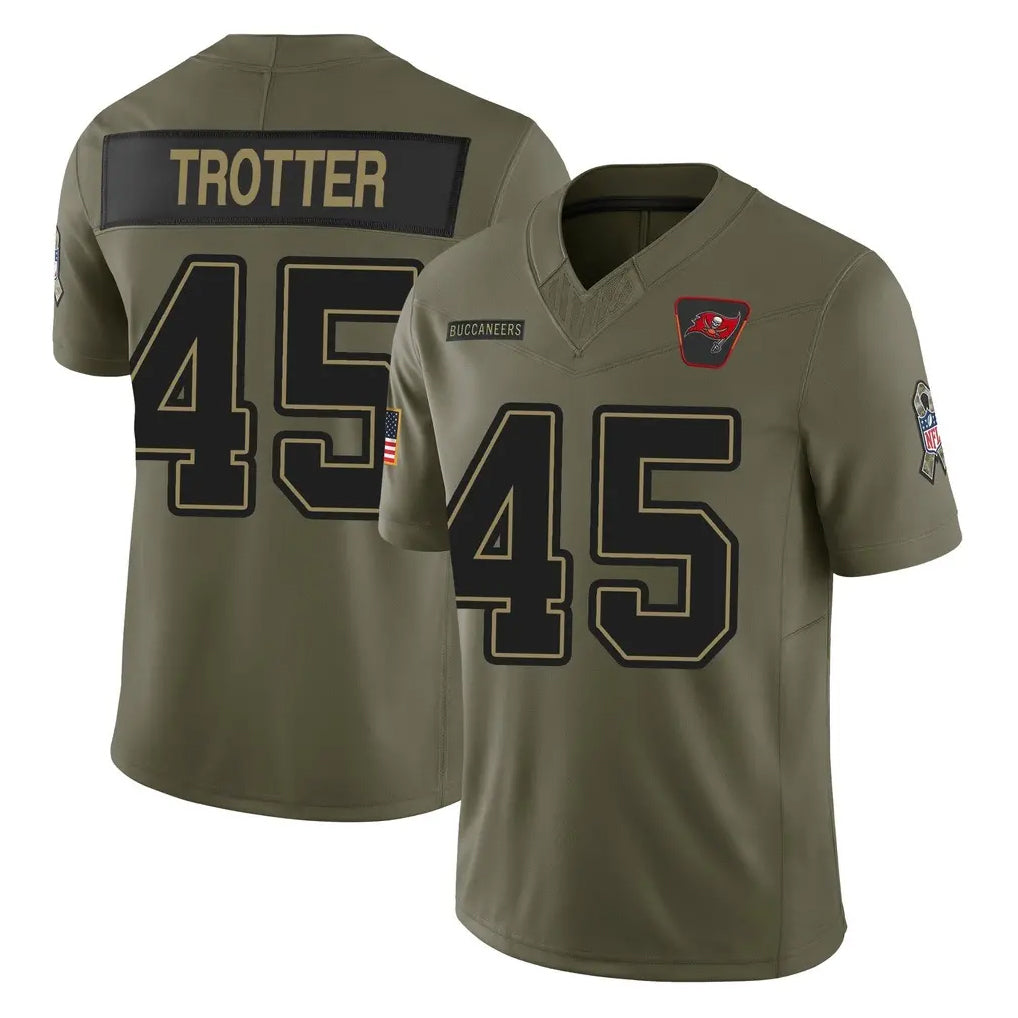 TB.Buccaneers #45 Josiah Trotte Player Olive 2025 Salute To Service Limited Home Game BALCE Stitched Jerseys