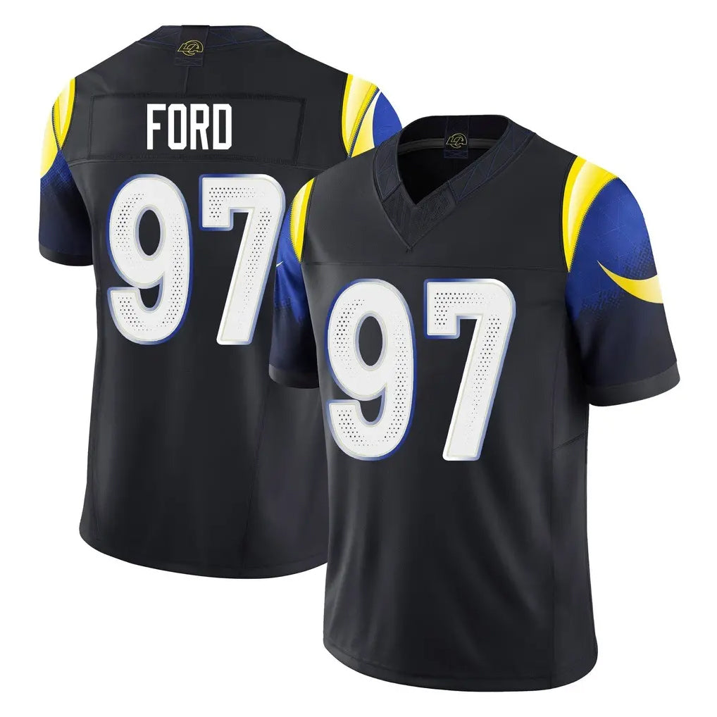 LA.Rams #97 Poona Ford Player Black Midnight Rivalries Collection Limited Home Game BALCE Stitched Jerseys