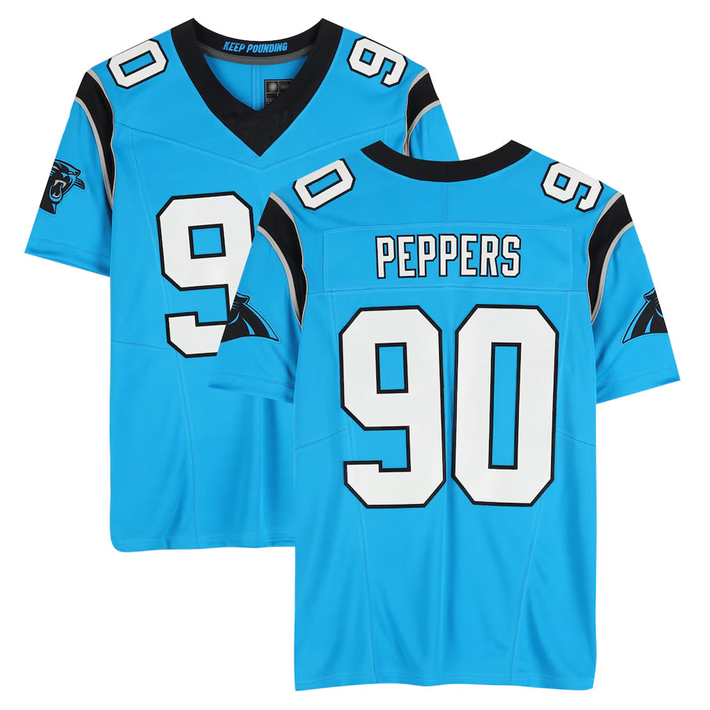 C.Panthers #90 Julius Peppers Player Blue Mitchell & Ness Legacy Replica BALCE Stitched Jerseys