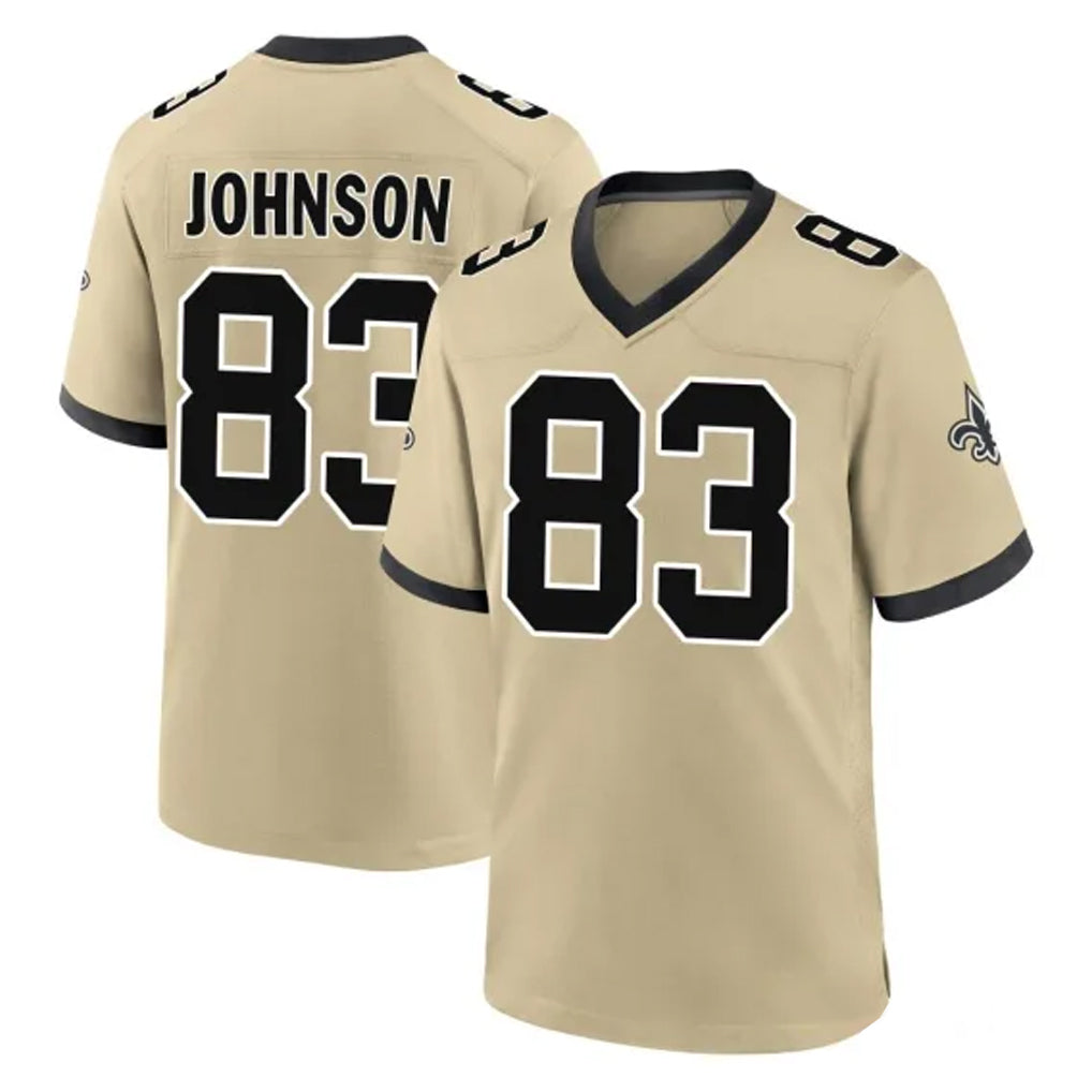 NO.Saints #83 Juwan Johnson Player Gold Home Game BALCE Stitched Jerseys