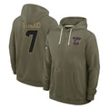 H.Texans #7 CJ Stroud Player Olive Salute to Service Pullover Hoodies Limited BALCE Stitched Jerseys