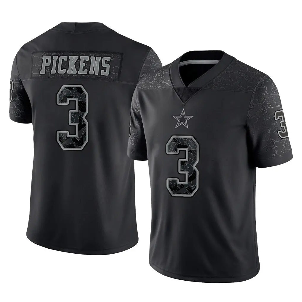 D.Cowboys #3 George Pickens Player Black Limited Reflective Home Game BALCE Stitched Jerseys