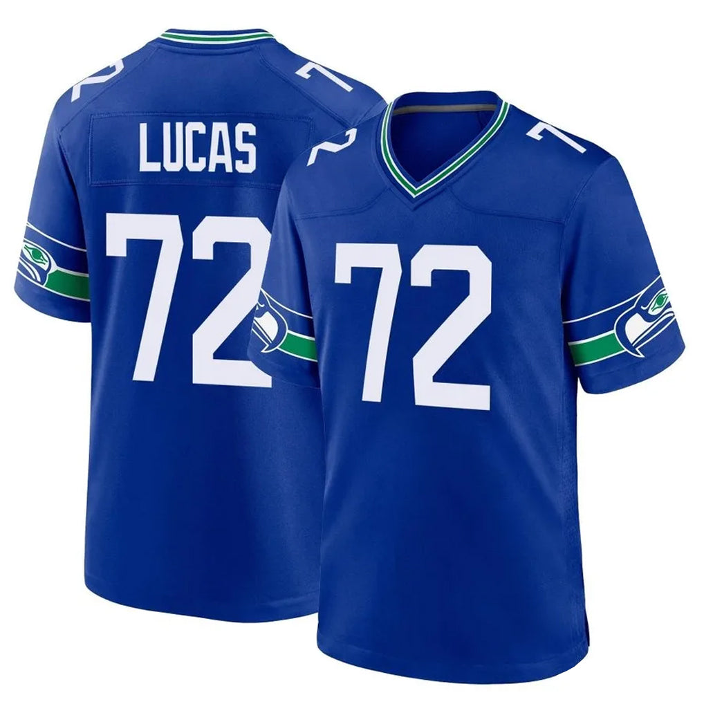 S.Seahawks #72 Abraham Lucas Player Royal Throwback Home Game BALCE Stitched Jerseys