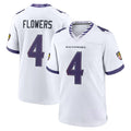 B.Ravens #4 Zay Flowers Player White Home Game BALCE Stitched Jerseys