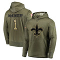 NO.Saints #1 Kool-Aid McKinstry Player Olive Salute to Service Pullover Hoodies Home Game BALCE Stitched Jerseys