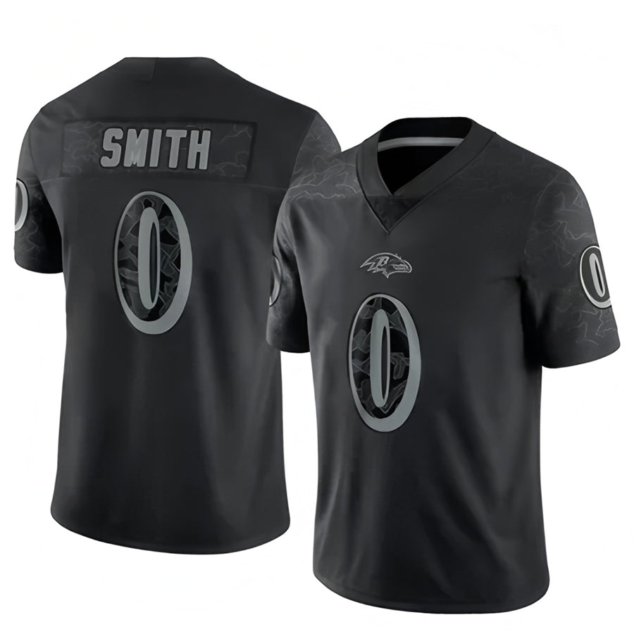 B.Ravens #0 Roquan Smith Player Black REFLECTIVE Limited BALCE Stitched Jerseys
