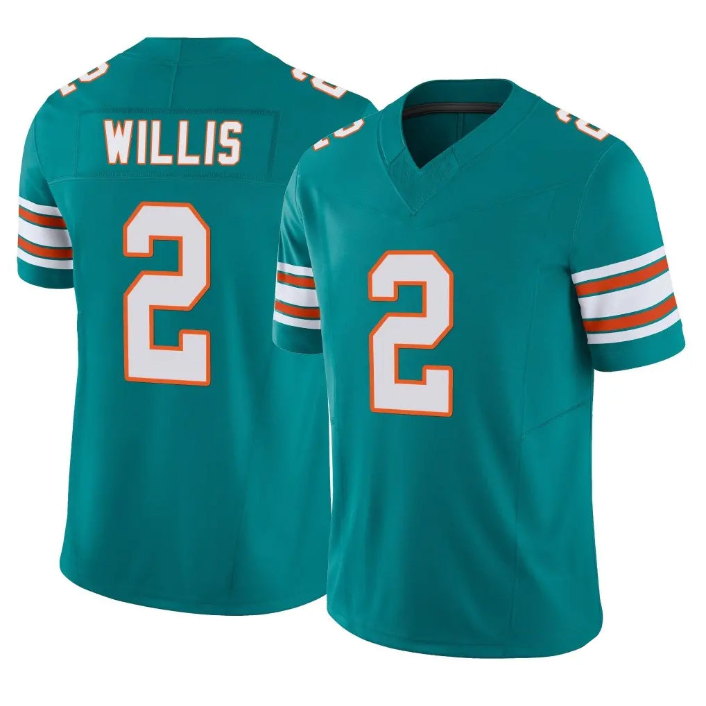 M.Dolphins #2 Malik Willis Player Aqua Limited Alternate Vapor F.U.S.E. Home Game BALCE Stitched Jerseys