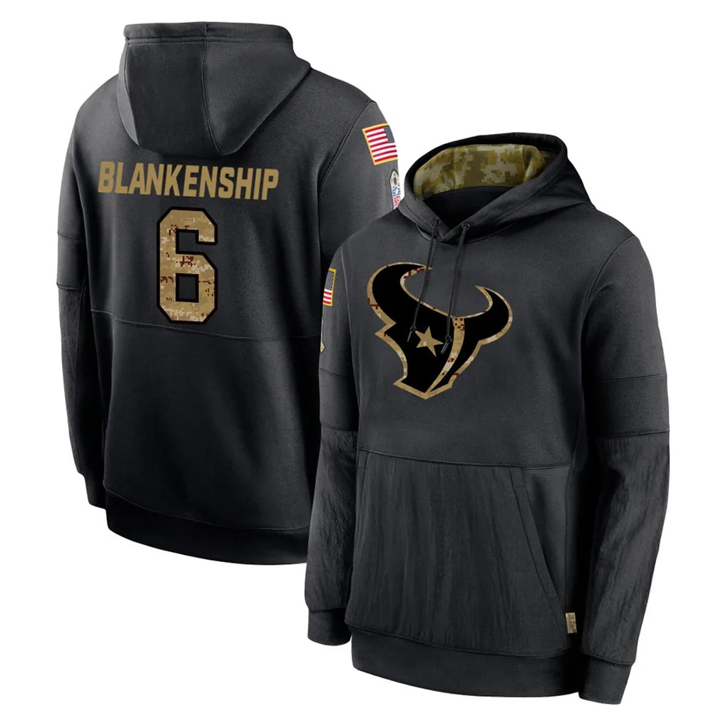 H.Texans #6 Reed Blankenship Player Black Salute to Service Hoodies Limited Game BALCE Stitched Jerseys