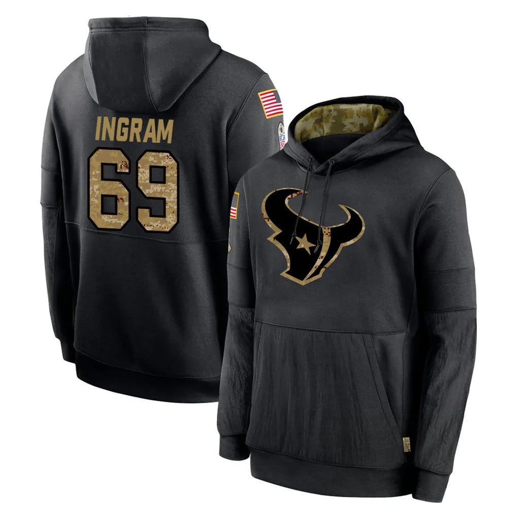 H.Texans #69 Ed Ingram Player Black Salute to Service Hoodies Limited Game BALCE Stitched Jerseys