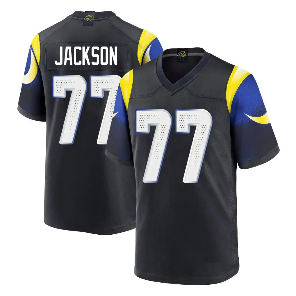 LA.Rams #77 Alaric Jackson Player Black Midnight Rivalries Collection Home Game BALCE Stitched Jerseys