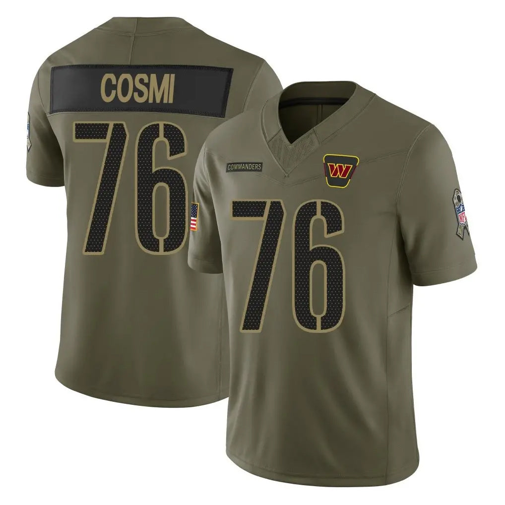 W.Commanders #76 Sam Cosmi Player Olive 2025 Salute To Service Limited Home Game BALCE Stitched Jerseys