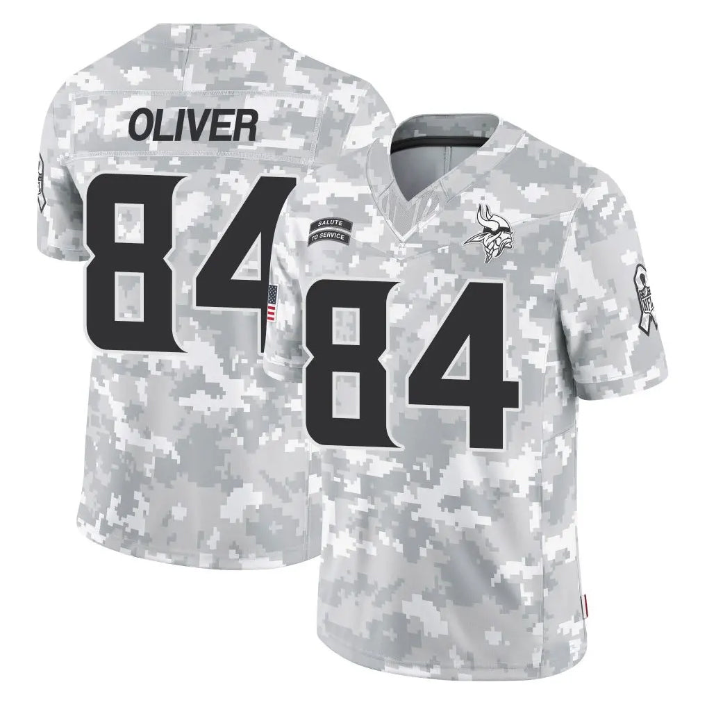 M.Vikings #84 Josh OliverPlayer Arctic Camo Salute To Service Limited Game BALCE Stitched Jerseys