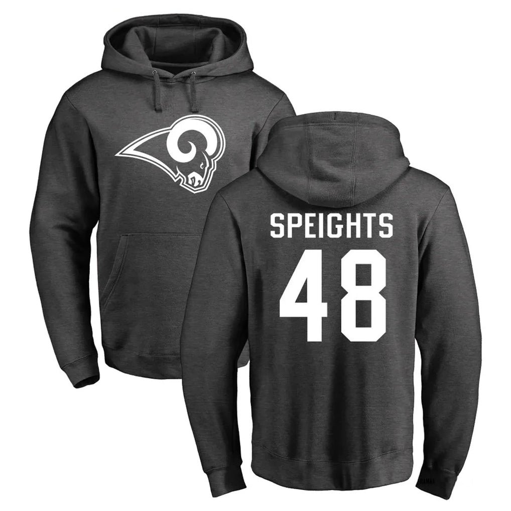 LA.Rams #48 Omar Speights Player Gray Pullover Hoodie Limited Game BALCE Stitched Jerseys