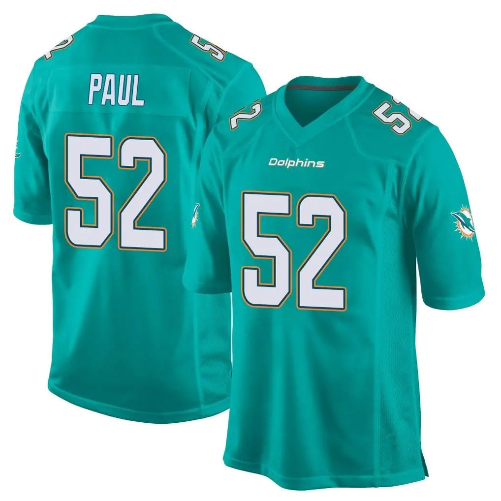 M.Dolphins #52 Patrick Paul Player Aqua Team Color Home Game BALCE Stitched Jerseys