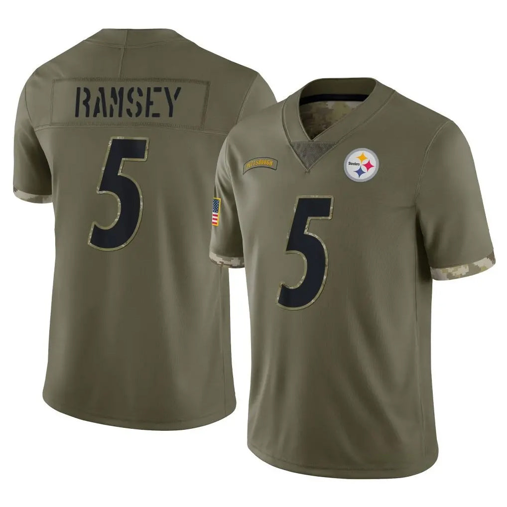P.Steelers #5 Jalen Ramsey Player Olive Limited Salute To Service Home Game BALCE Stitched Jerseys