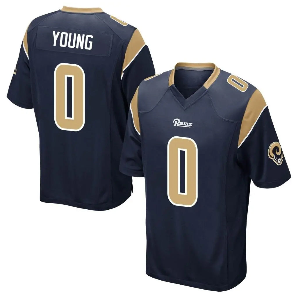 LA.Rams #0 Byron Young Player Navy Home Game BALCE Stitched Jerseys
