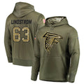 A.Falcons #63 Chris Lindstrom Player Olive Salute to Service Club Fleece Hoodie BALCE Stitched Jerseys