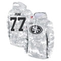 SF.49ers #77 Dominick Puni Player Arctic Camo Limited Salute to Service Pullover Hoodies Game BALCE Stitched Jerseys