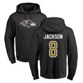 B.Ravens #8 Lamar Jackson Player Black Pullover Hoodie BALCE Stitched Jerseys