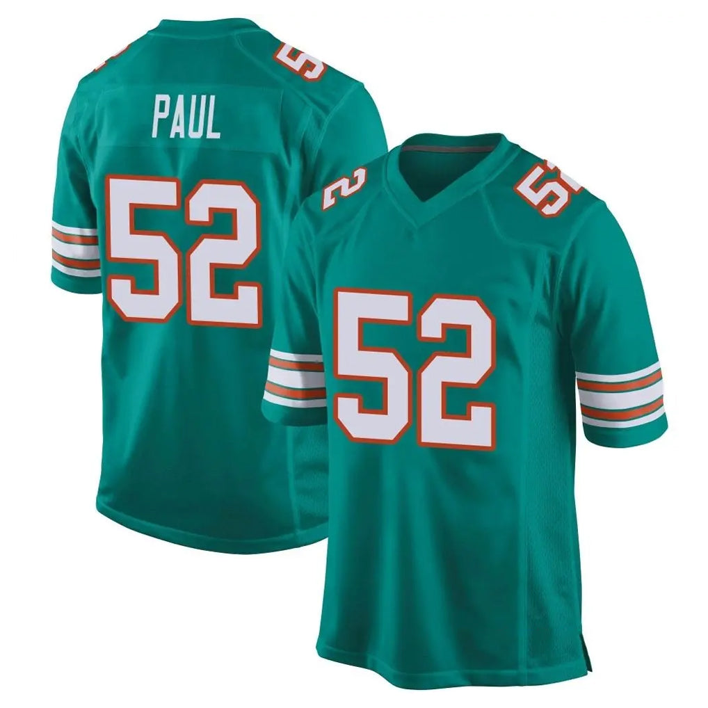 M.Dolphins #52 Patrick Paul Player Aqua Alternate Home Game BALCE Stitched Jerseys