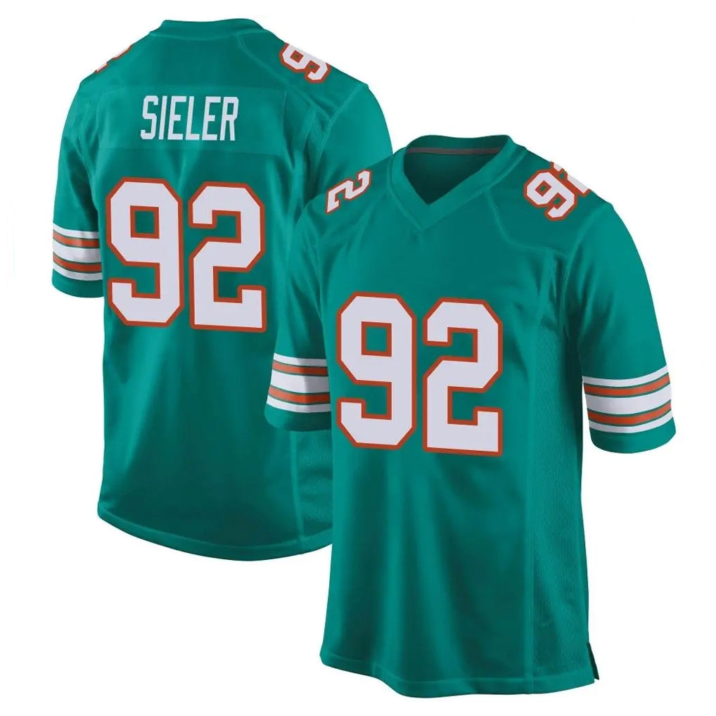M.Dolphins #92 Zach Sieler Player Aqua Alternate Home Game BALCE Stitched Jerseys