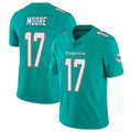 M.Dolphins #17 Trey Moore Player Aqua Limited Vapor Untouchable Home Game BALCE Stitched Jerseys