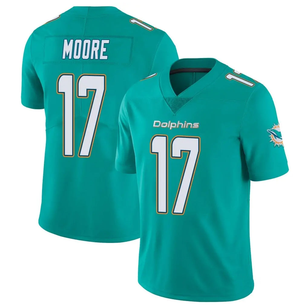 M.Dolphins #17 Trey Moore Player Aqua Limited Vapor Untouchable Home Game BALCE Stitched Jerseys