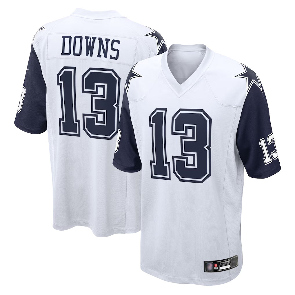 D.Cowboys #13 Caleb Downs Player White-Navy Home Game BALCE Stitched Jerseys