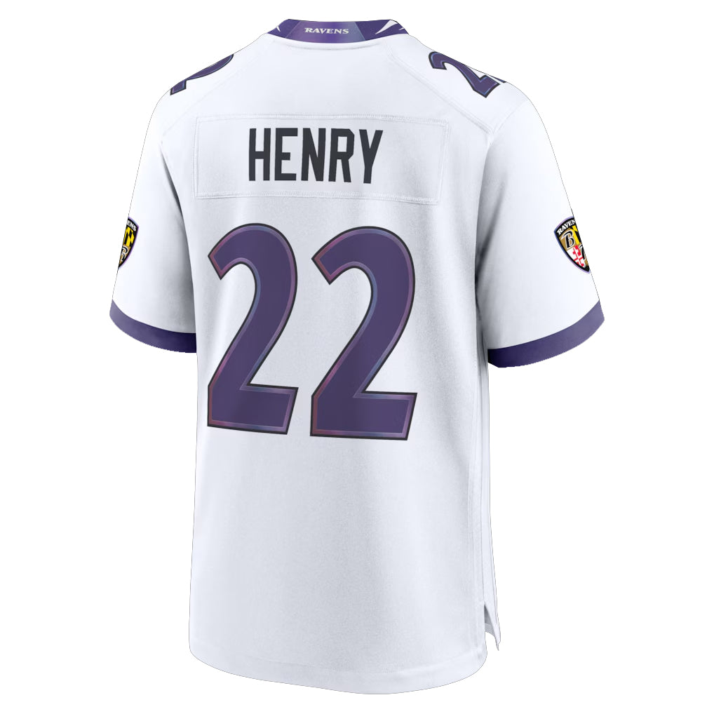 B.Ravens #22 Derrick Henry Player White Home Game BALCE Stitched Jerseys