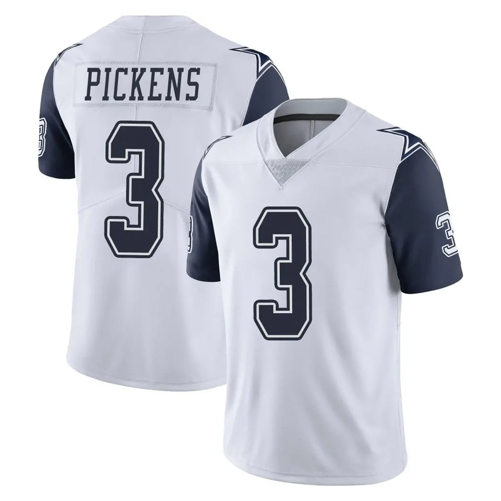 D.Cowboys #3 George Pickens Player White-Navy Limited Color Rush Vapor Untouchable Home Game BALCE Stitched Jerseys
