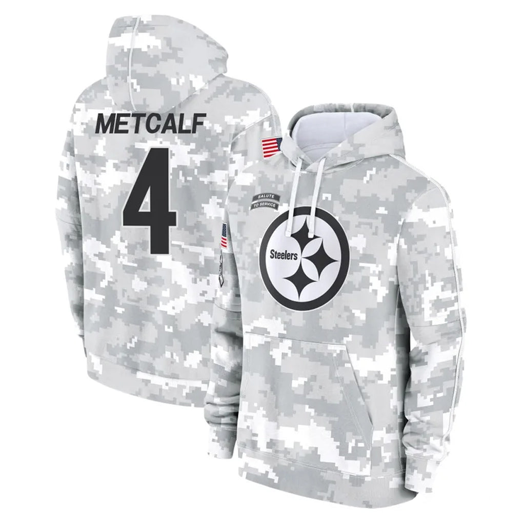 P.Steelers #4 DK Metcalf Player Arctic Camo Limited Salute to Service Pullover Hoodies Game BALCE Stitched Jerseys