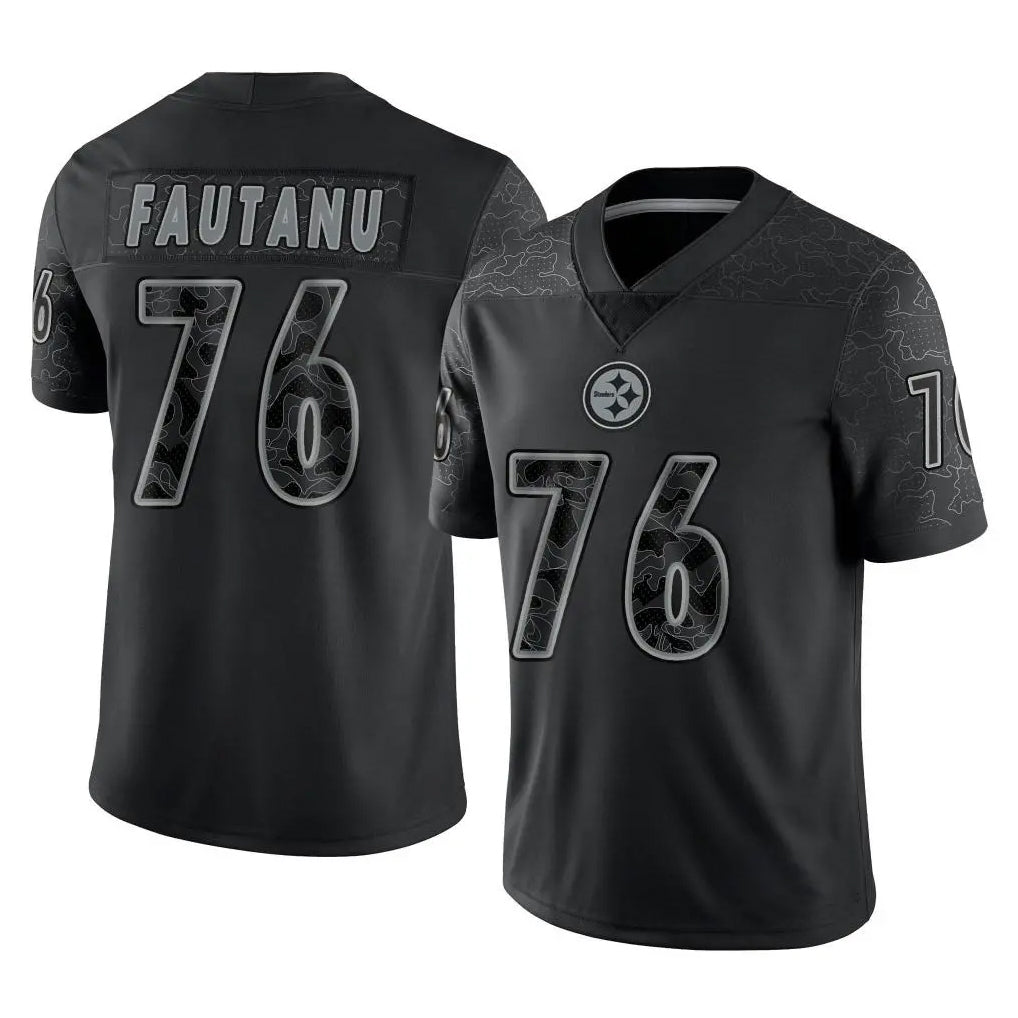 P.Steelers #76 Troy Fautanu Player Black Reflective Limited Home Game BALCE Stitched Jerseys