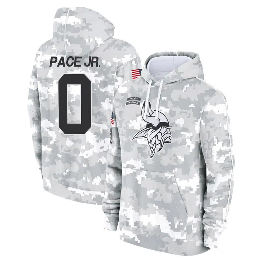 M.Vikings #0 Ivan Pace Jr. Player Arctic Camo Salute to Service Pullover Hoodies Limited Game BALCE Stitched Jerseys