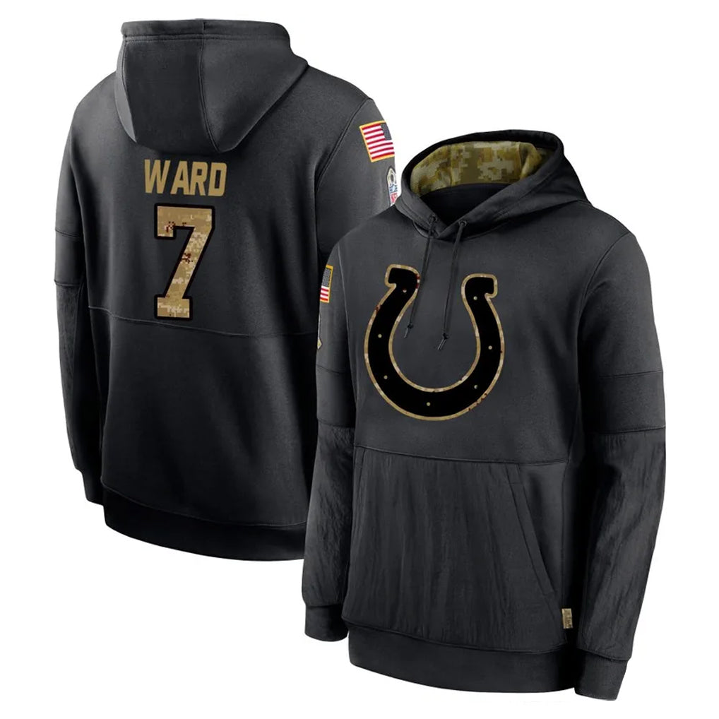IN.Colts #7 Charvarius Ward Sr. Player Black Salute to Service Hoodies Limited Game BALCE Stitched Jerseys