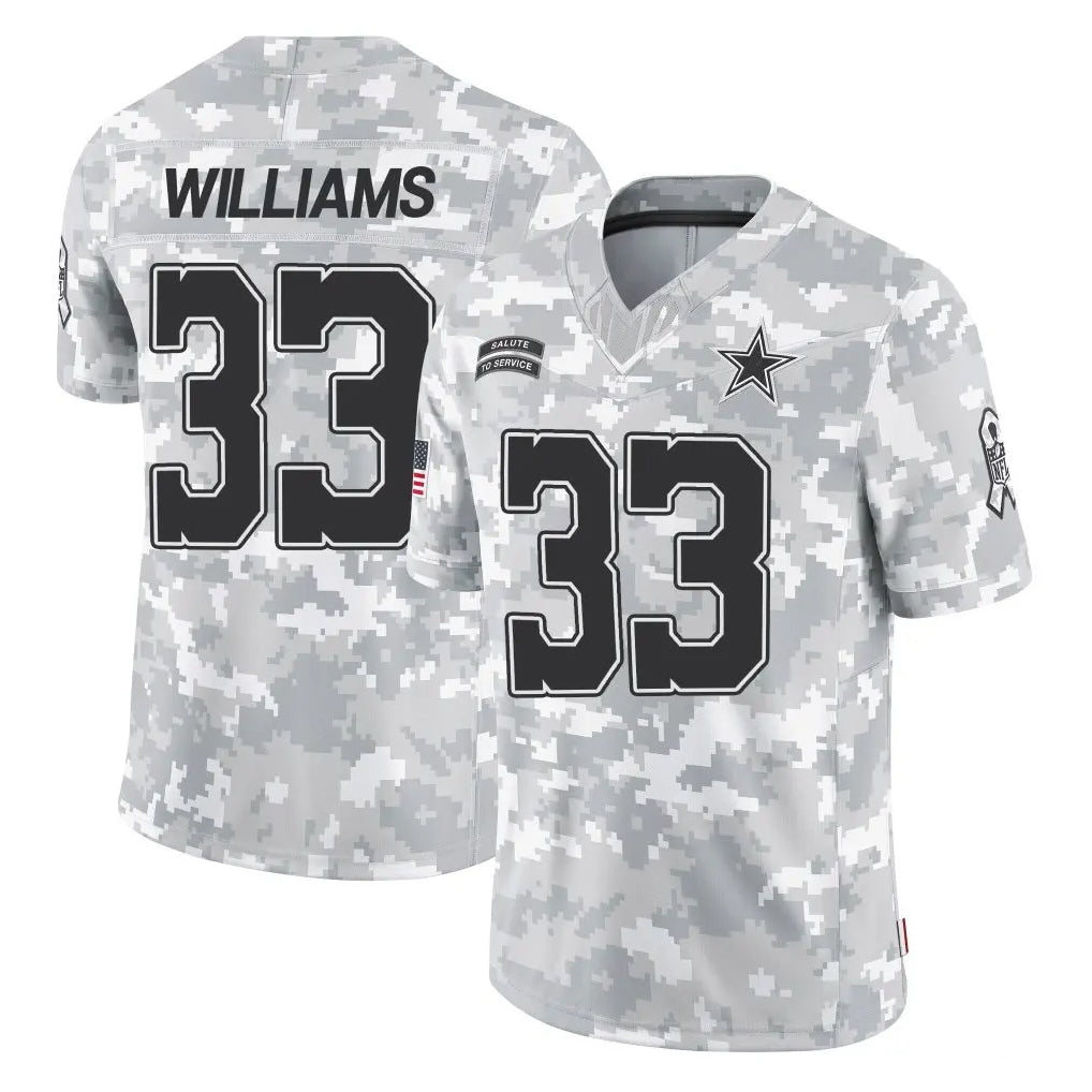 D.Cowboys #33 Javonte Williams Player Arctic Camo Salute to Service Limited Home Game BALCE Stitched Jerseys