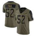M.Dolphins #52 Patrick Paul Player Olive Salute To Service Limited Game BALCE Stitched Jerseys