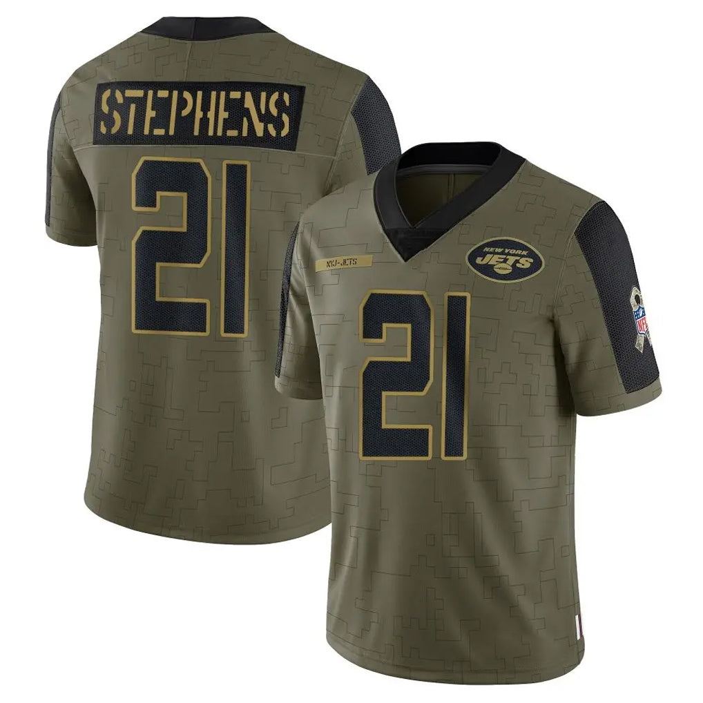 NY.Jets #21 Brandon Stephens Player Olive Salute To Service Limited Game BALCE Stitched Jerseys